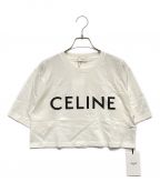 CELINEセリーヌ）の古着「クロップド CELINE Tシャツ」｜ホワイト