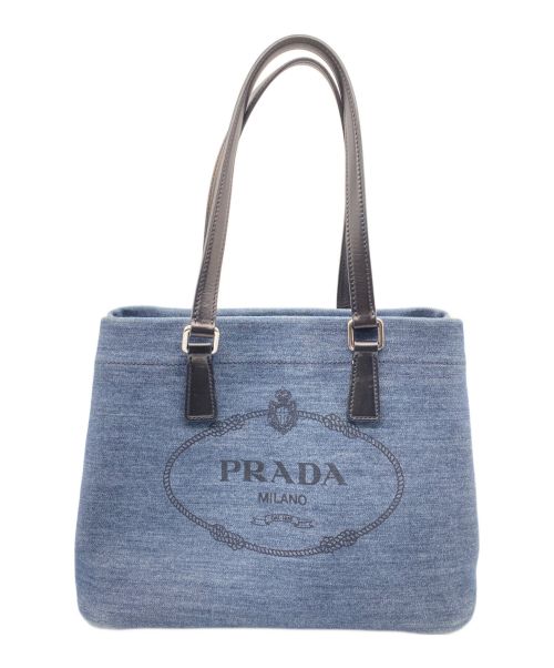 PRADA（プラダ）PRADA (プラダ) Denim+Vitello トートバッグ インディゴの古着・服飾アイテム