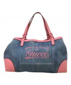 GUCCIグッチ）の古着「デニムトートバッグ　GUCCI（グッチ）348715　」｜ブルー×ピンク