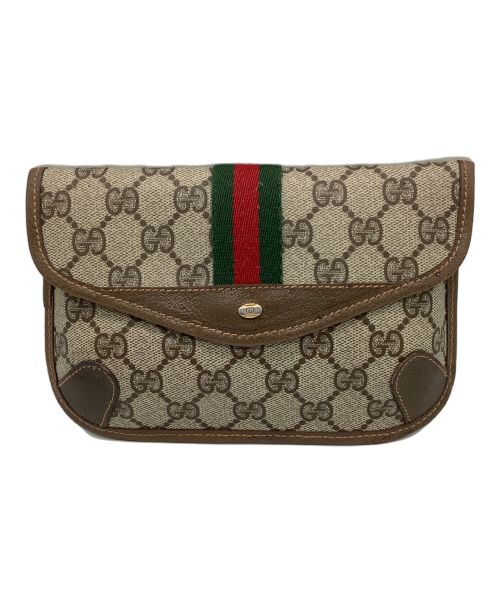 GUCCI（グッチ）GUCCI (グッチ) ポーチ　シェリーライン ブラウンの古着・服飾アイテム