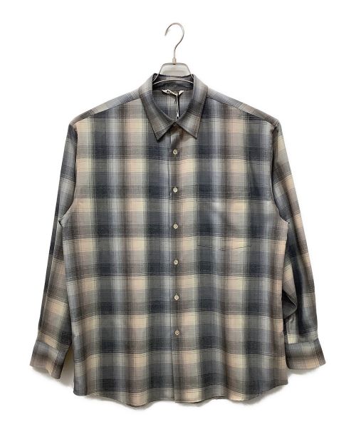 AURALEE（オーラリー）AURALEE (オーラリー) SUPER LIGHT WOOL CHECK SHIRT グレー サイズ:5 未使用品の古着・服飾アイテム