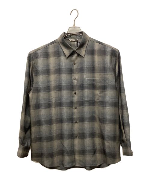 AURALEE（オーラリー）AURALEE (オーラリー) SUPER LIGHT WOOL CHECK SHIRT グレー サイズ:4 未使用品の古着・服飾アイテム