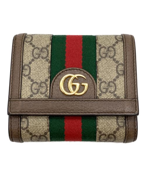 GUCCI（グッチ）GUCCI (グッチ) オフィディア GG 2つ折り財布 ブラウンの古着・服飾アイテム