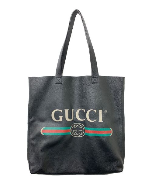 GUCCI（グッチ）GUCCI (グッチ) レザートートバッグ ブラックの古着・服飾アイテム