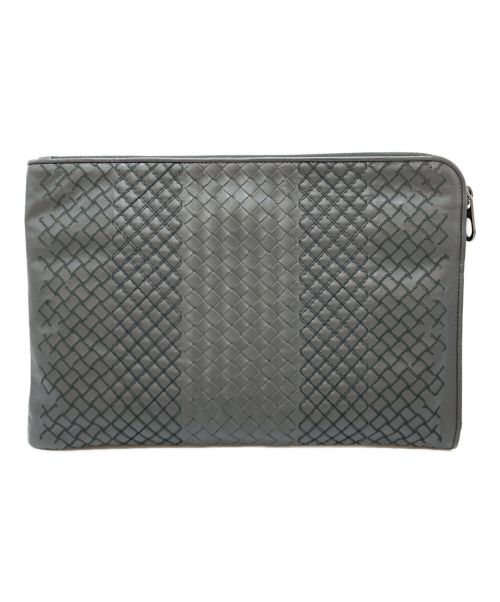 BOTTEGA VENETA（ボッテガベネタ）BOTTEGA VENETA (ボッテガベネタ) イントレチャート クラッチバッグ グレーの古着・服飾アイテム