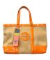 TORY BURCH（トリーバーチ）の古着「SMALL STRAW SADDLE JANE TOTE」｜ベージュ×オレンジ