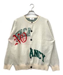 TAIN DOUBLE PUSH（タイン ダブルプッシュ）の古着「NO VACANCY KNIT CREW NECK CARDIGAN」｜ホワイト