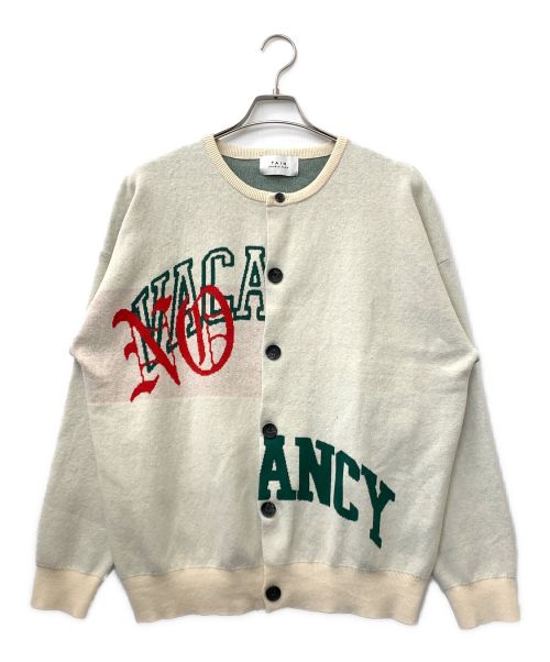 TAIN DOUBLE PUSH（タイン ダブルプッシュ）TAIN DOUBLE PUSH (タイン ダブルプッシュ) NO VACANCY KNIT CREW NECK CARDIGAN ホワイト サイズ:Mの古着・服飾アイテム