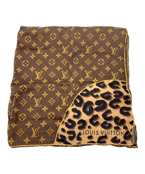 LOUIS VUITTON（ルイ ヴィトン）LOUIS VUITTON (ルイ ヴィトン) カレ モノグラム・レオパード ストール ブラウンの古着・服飾アイテム