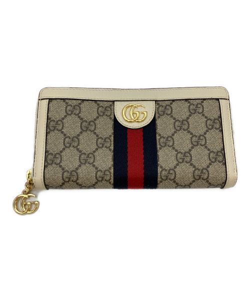 GUCCI（グッチ）GUCCI (グッチ) オフィディア GGジップアラウンドウォレット ベージュ×トリコロールの古着・服飾アイテム