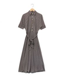 LAUREN RALPH LAUREN（ローレンラルフローレン）の古着「houndstooth Midi Dress In Cream」｜ブラック