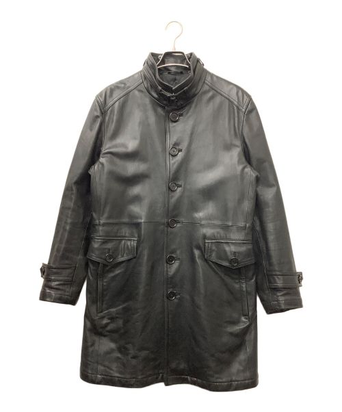 BURBERRY BLACK LABEL（バーバリーブラックレーベル）BURBERRY BLACK LABEL (バーバリーブラックレーベル) レザーコート ブラック サイズ:LLの古着・服飾アイテム