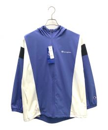 Champion（チャンピオン）の古着「ジップフーデッドジャケット」｜ブルー×ホワイト