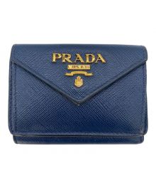 PRADA（プラダ）の古着「サフィアーノ　3つ折り財布　」｜ネイビー