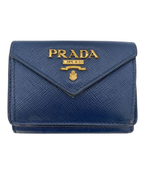 PRADA（プラダ）PRADA (プラダ) サフィアーノ　3つ折り財布　 ネイビーの古着・服飾アイテム