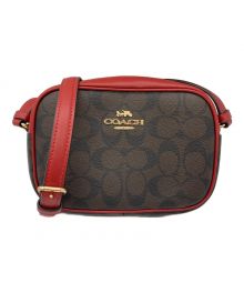 COACH（コーチ）の古着「ショルダーバッグ　シグネチャー」｜レッド×ブラウン