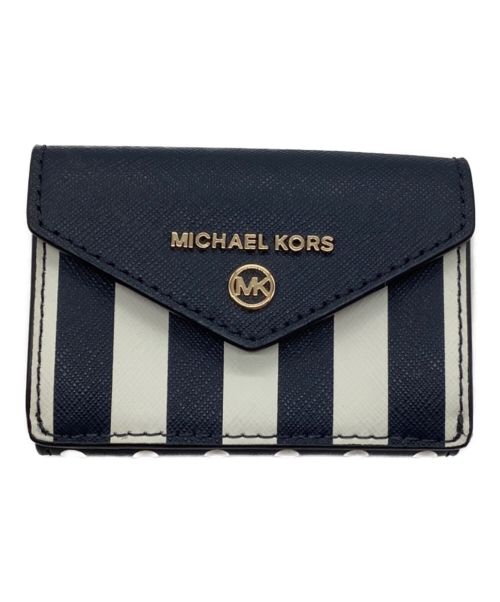 MICHAEL KORS（マイケルコース）MICHAEL KORS (マイケルコース) 3つ折り財布 ネイビー×ホワイトの古着・服飾アイテム