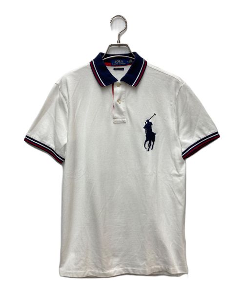 POLO RALPH LAUREN（ポロ・ラルフローレン）POLO RALPH LAUREN (ポロ・ラルフローレン) ポロシャツ ホワイト×ネイビー サイズ:Mの古着・服飾アイテム