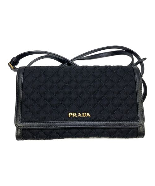 PRADA（プラダ）PRADA (プラダ) キルティングショルダーウォレット ブラックの古着・服飾アイテム