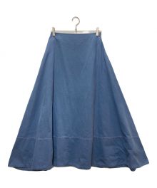 MADISON BLUE（マディソンブルー）の古着「BACK SATIN MAXI FLARE SKIRT」｜ブルー