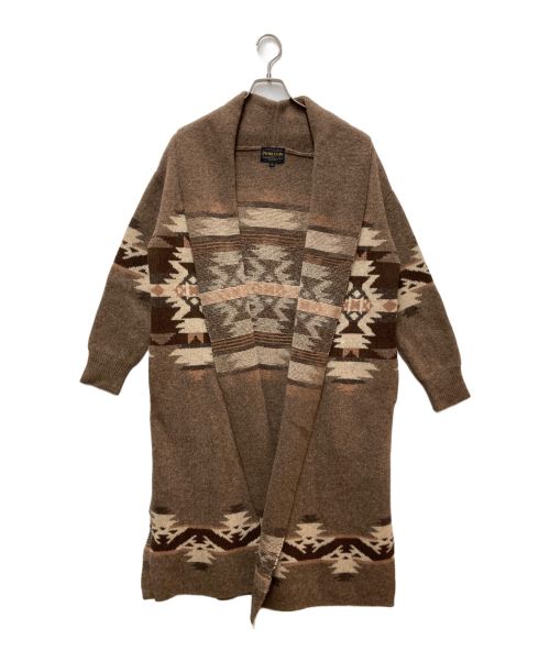 B:MING by BEAMS（ビーミングバイビームス）B:MING by BEAMS (ビーミングバイビームス) PENDLETON (ペンドルトン) ロングカーディガン ブラウン サイズ:Fの古着・服飾アイテム