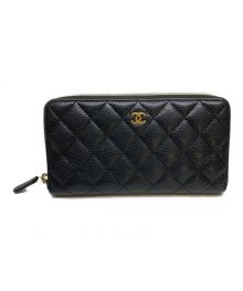 CHANEL（シャネル）の古着「ラウンドファスナー長財布」｜ブラック