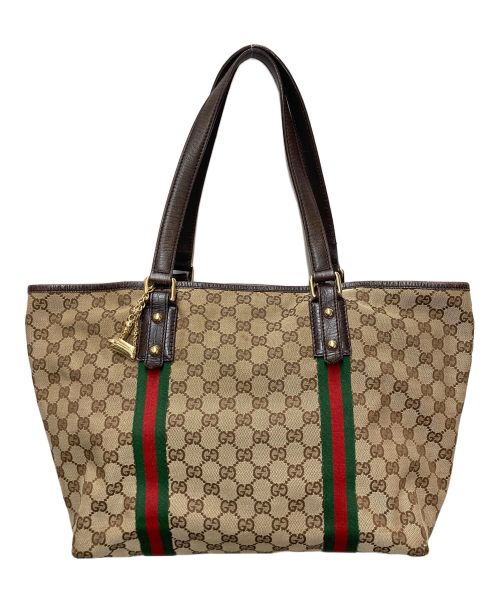 GUCCI（グッチ）GUCCI (グッチ) GGキャンバストートバッグ シェリーライン ブラウン サイズ:-の古着・服飾アイテム