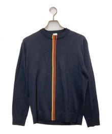 PAUL SMITH（ポールスミス）の古着「アーティストストライプクルーネックニット」｜ブラック