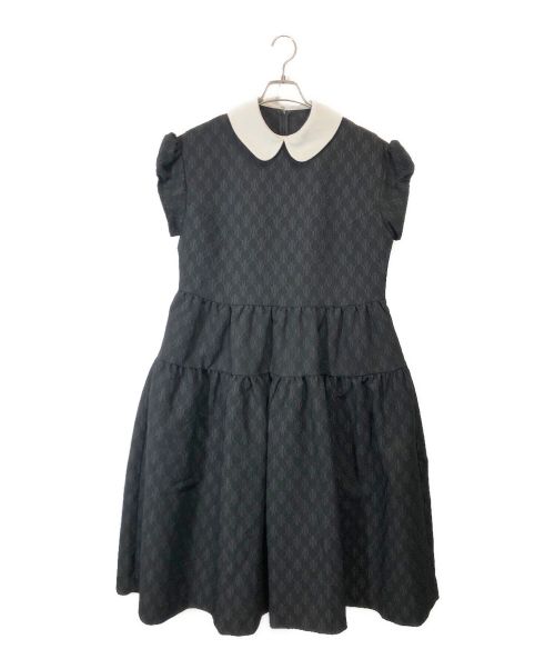 UNMINOU（アンミヌ）UNMINOU (アンミヌ) ラウンドカラージャガードドレス ブラック サイズ:FREEの古着・服飾アイテム