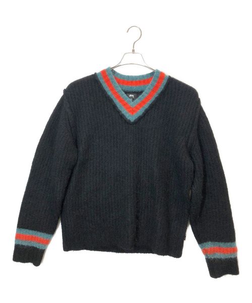 stussy（ステューシー）stussy (ステューシー) MOHAIR TENNIS SWEATER ブラック サイズ:Mの古着・服飾アイテム