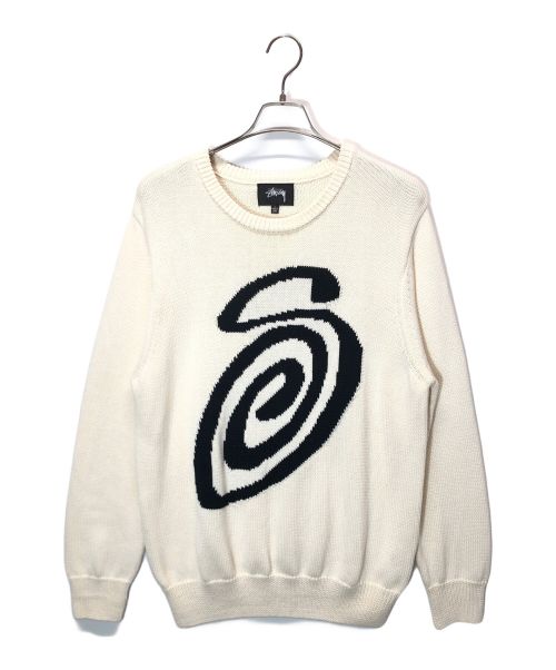 stussy（ステューシー）stussy (ステューシー) CURLY S SWEATER ベージュ サイズ:Lの古着・服飾アイテム