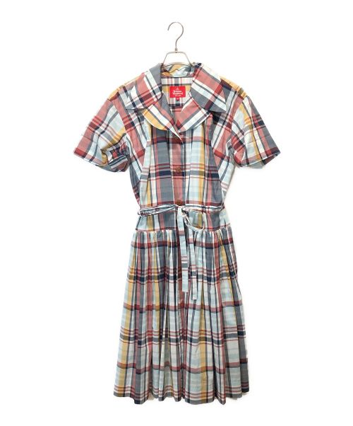 Vivienne Westwood RED LABEL（ヴィヴィアンウエストウッドレッドレーベル）Vivienne Westwood RED LABEL (ヴィヴィアンウエストウッドレッドレーベル) チェックシャツワンピース スカイブルー×レッド サイズ:SIZE01の古着・服飾アイテム