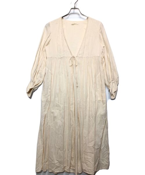 ne quittez pas（ヌキテパ）ne quittez pas (ヌキテパ) Moss Cotton Gather Sleeve Gown ベージュ サイズ:Freeの古着・服飾アイテム