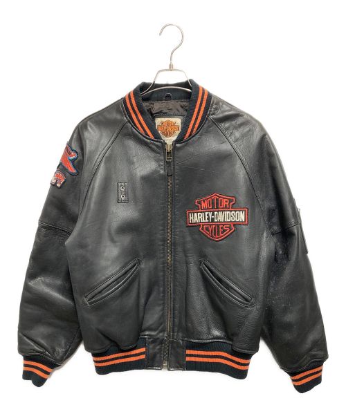 HARLEY-DAVIDSON（ハーレーダビッドソン）HARLEY-DAVIDSON (ハーレーダビッドソン) レザースタジャン ブラック サイズ:Lの古着・服飾アイテム