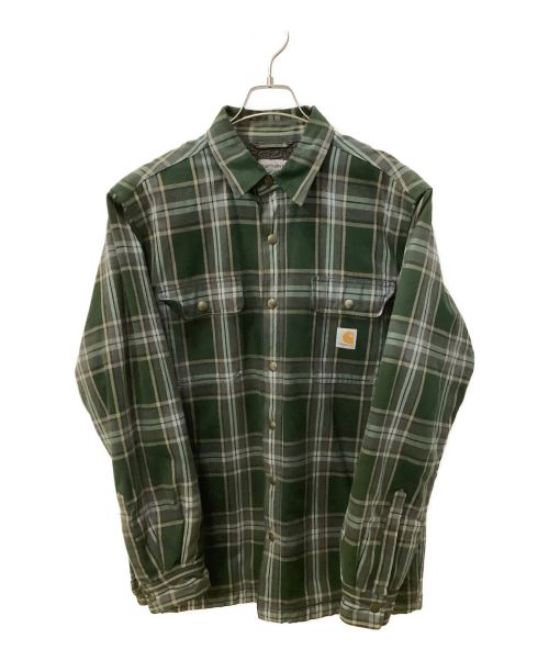 CarHartt（カーハート）CarHartt (カーハート) 裏ボアワークブルゾン グリーン×グレー サイズ:Mの古着・服飾アイテム