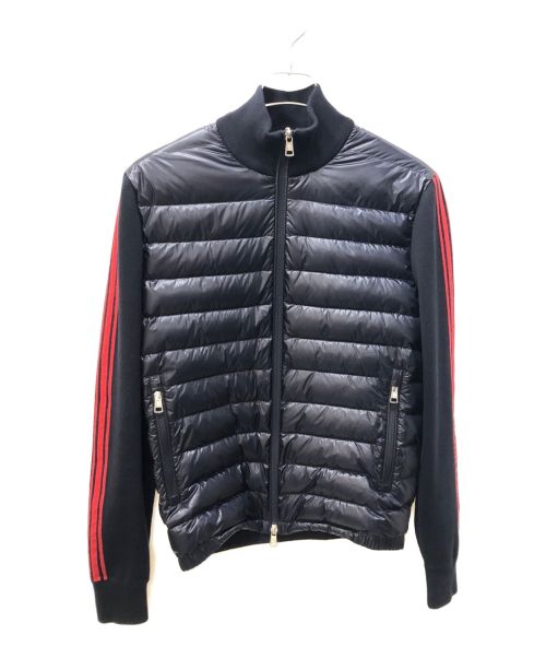 MONCLER（モンクレール）MONCLER (モンクレール) アームラインニット切替ダウンジャケット ネイビー×レッド サイズ:Sの古着・服飾アイテム