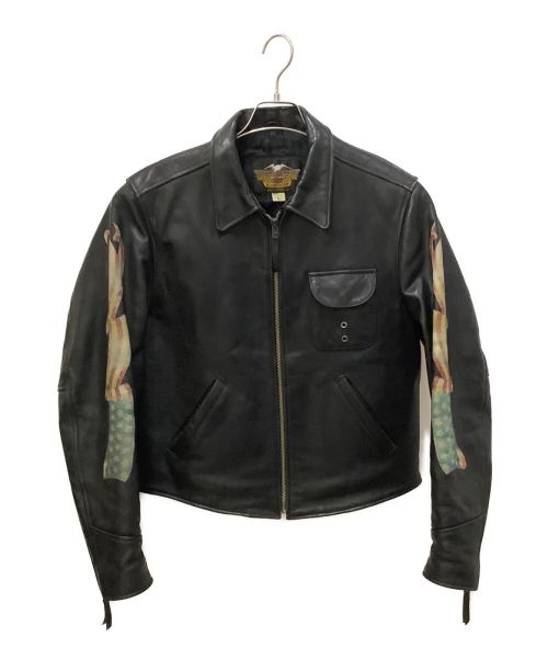 HARLEY-DAVIDSON（ハーレーダビッドソン）HARLEY-DAVIDSON (ハーレーダビッドソン) レザージャケット ブラック サイズ:Lの古着・服飾アイテム