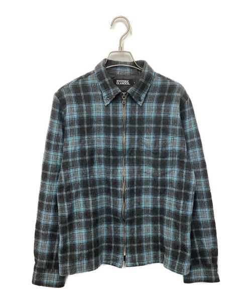 Hysteric Glamour（ヒステリックグラマー）Hysteric Glamour (ヒステリックグラマー) ウールジップシャツ グレー×スカイブルー サイズ:Lの古着・服飾アイテム