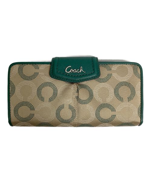 COACH（コーチ）COACH (コーチ) 長財布 ライトブラウン×グリーンの古着・服飾アイテム