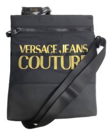 VERSACE JEANS COUTURE（ヴェルサーチ ジーンズクチュール）の古着「ショルダーバッグ」｜ブラック×ゴールド