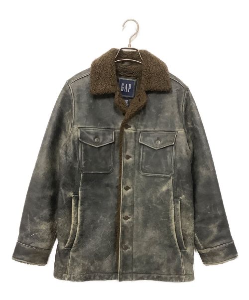 OLD GAP（オールドギャップ）OLD GAP (オールドギャップ) 裏ボアレザージャケット グレー×ブラウン サイズ:XSの古着・服飾アイテム