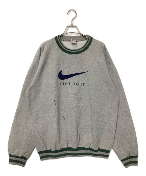 NIKE（ナイキ）NIKE (ナイキ) ロゴ刺繍スウェット グレー×グリーン サイズ:-の古着・服飾アイテム