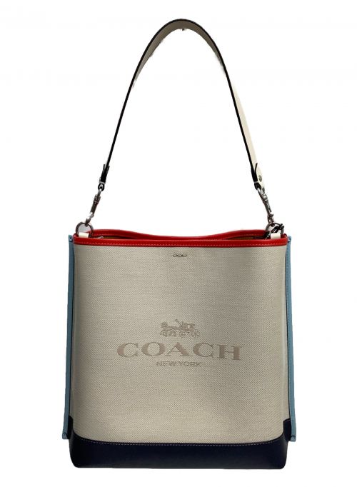 COACH（コーチ）COACH (コーチ) 2WAYショルダーバッグ ネイビー×ベージュ×レッド×イエローの古着・服飾アイテム