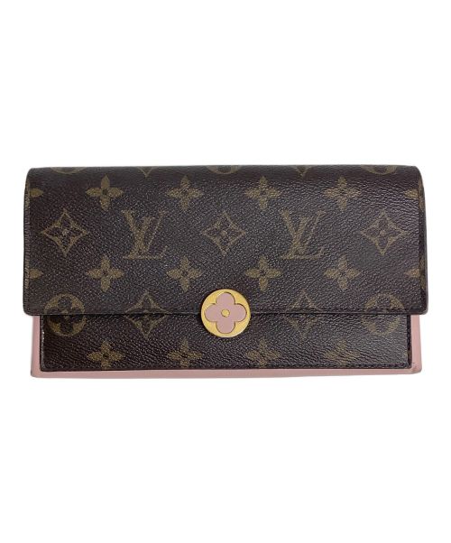 LOUIS VUITTON（ルイ ヴィトン）LOUIS VUITTON (ルイ ヴィトン) ポルトフォイユ・フロール ブラウン×ピンクの古着・服飾アイテム