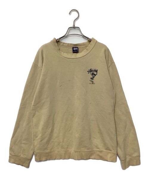 stussy（ステューシー）stussy (ステューシー) クルーネックスウェット ベージュ サイズ:Lの古着・服飾アイテム