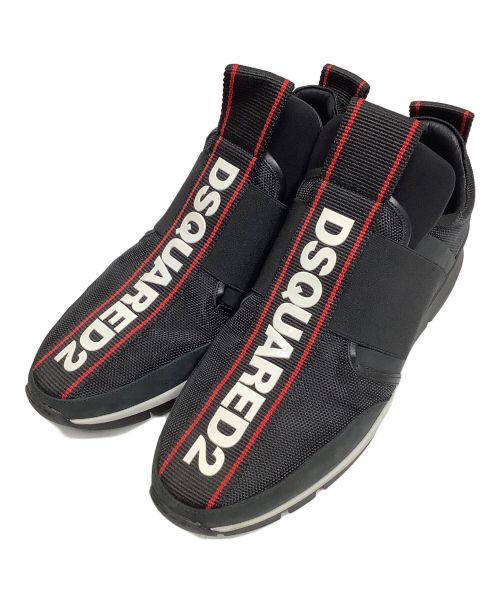 DSQUARED2（ディースクエアード）DSQUARED2 (ディースクエアード) ロゴスリッポンスニーカー ブラック サイズ:42の古着・服飾アイテム