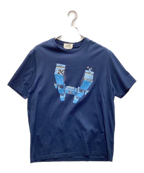 HERMES（エルメス）HERMES (エルメス) プリントTシャツ ネイビー サイズ:XLの古着・服飾アイテム