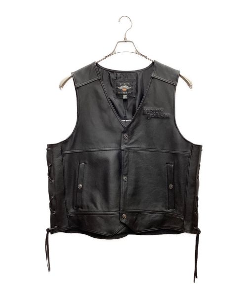 HARLEY-DAVIDSON（ハーレーダビッドソン）HARLEY-DAVIDSON (ハーレーダビッドソン) TRADITION Ⅱ LEATHER VEST ブラック サイズ:2XL 未使用品の古着・服飾アイテム