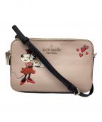 Kate Spadeケイトスペード）の古着「Minnie Mouse Leather Double Zip Crossbody Shoulder Bag」｜ピンク×ブラック