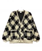 X-GIRLエックスガール）の古着「BUFFALO PLAID BOA CARDIGAN」｜ホワイト×ブラック